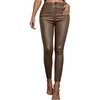 image:imageFloerns Womens PU Leather High Waisted Leggings Stretch Skinny Long Pants with PocketsBrown