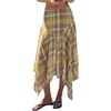 image:imageFloerns Womens Plaid ALine Midi Skirt Asymmetrical Ruffle Hem SkirtsBeige