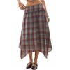 image:imageFloerns Womens Plaid ALine Midi Skirt Asymmetrical Ruffle Hem SkirtsMulticolor