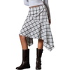 image:imageFloerns Womens Plaid Midi Skirt Low Rise Asymmetrical Ruffle Y2k SkirtsBlack and White