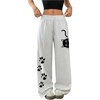 image:imageFloerns Womens Plus Size Cat Wide Leg Sweatpants Lounge Lightweight PantsLight Grey