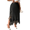 image:imageFloerns Womens Plus Size Elegant Stain Lace Skirt Going Out Long SkirtsBlack