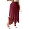 image:imageFloerns Womens Plus Size Elegant Stain Lace Skirt Going Out Long SkirtsBurgundy