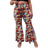 image:imageFloerns Womens Plus Size Flare Leg Palazzo Party Club Bell Bottom PantsRed Flower