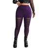 image:imageFloerns Womens Plus Size Goth Leggings Patchwork Punk High Waisted PantsPurple