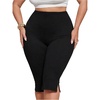 image:imageFloerns Womens Plus Size High Waisted Capri Pants Split Skinny LeggingsBlack