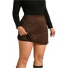 image:imageFloerns Womens Plus Size High Waisted Mini Skirt Business Casual Work Skirts with ShortsCoffee Brown