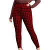 image:imageFloerns Womens Plus Size Plaid Pants Stretchy Elastic Waist Skinny LeggingRed Plaid