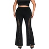 image:imageFloerns Womens Plus Size Rhinestone Bell Bottom Pants Glitter Contrast Mesh TrousersB Black