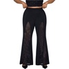 image:imageFloerns Womens Plus Size Rhinestone Bell Bottom Pants Glitter Contrast Mesh TrousersBlack