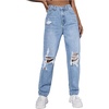 image:imageFloerns Womens Ripped Y2K Stretchy Straight Leg Denim Pants with PocketLight Wash C