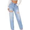 image:imageFloerns Womens Straight Leg Ripped Jeans Low Waisted Casual Distressed Denim PantsLight Wash