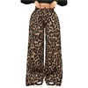 image:imageFloerns Womens Street Cheetah Print Baggy Pants Drawstring Wide Leg Elastic Waist Loose Long TrousersBrown and Black
