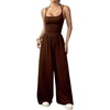 image:imageFloerns Womens Summer Jumpsuit Romper Spaghetti Strap Wide Leg Baggy PantsBrown