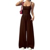 image:imageFloerns Womens Summer Jumpsuit Romper Spaghetti Strap Wide Leg Baggy PantsBrown Mutli