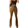 image:imageFloerns Womens Velvet Elastic Waist Flare Leg Palazzo Long Pants TrousersYellow