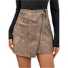 image:imageFloerns Womens Vintage Leather Skirts Zip Up High Waist Asymmetrical Hem Mini SkirtsBrown