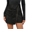 image:imageFloerns Womens Vintage Leather Skirts Zip Up High Waist Asymmetrical Hem Mini SkirtsDark Grey