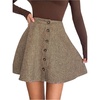 image:imageFloerns Womens Vintage Plaid Short Skirts Button Front High Waisted Fall Outfit Skater SkirtBrown