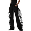 image:imageFloerns Womens Western Fringe Pants Low Rise Cowgirls Festival Concert Flared TrousersBlack