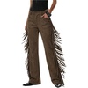 image:imageFloerns Womens Western Fringe Pants Low Rise Cowgirls Festival Concert Flared TrousersBrown
