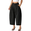 image:imageFloerns Womens Wide Leg Barrel Pants High Waisted Work Cropped TrousersBlack