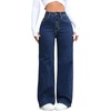 image:imageFloerns Womens Y2k Denim Pants High Waisted Straight Leg Stretchy Streetwear JeansDark Wash