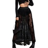 image:imageFloerns Womens Y2k Floral Lace Maxi Skirt Sheer Mesh High Waisted Flowy Going Out Rave Skirt with ShortsBlack