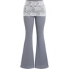 image:imageFloerns Womens Y2k Lace Pants Patchwork Flare Leg Fall Thermal Skinny Bell Bottom TrousersGrey