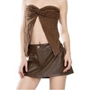 image:imageFloerns Womens Y2k PU Leather Mini Skirt Low Rise Bodycon Stretchy Night Out Party SkortChocolate Brown