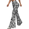 image:imageFloerns Womens Zebra Print Flare Leg Pants High Waisted Bell Bottom Bootcut TrousersBlack and White