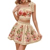 image:imageWomens Summer Floral Tie Shoulder Camisole Tops and Skirt Sets 2 Piece Vacation OutfitApricot Multi