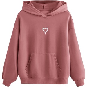image:imageFloerns Girls Heart Graphic Print Oversized Hoodies Long Sleeve Hooded Sweatshirts For Girls Pullover TopsGrey Pink