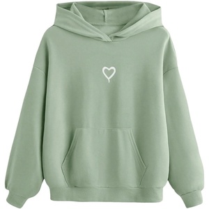 image:imageFloerns Girls Heart Graphic Print Oversized Hoodies Long Sleeve Hooded Sweatshirts For Girls Pullover TopsLight Green