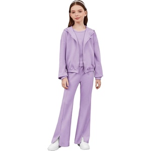 image:imageFloerns Girls Long Sleeve Hoodie Tank Split Flare Pants Set Three Piece OutfitLilac Purple