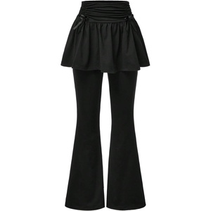 image:imageFloerns Girls Y2K Bow Flared Leggings with Skirt Elastic Waist Bell Bottom PantsBlack