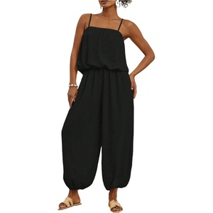image:imageFloerns Jumpsuits for Women Sleeveless Bubble Hem Harem Pants Trendy Casual Summer OutfitsBlack
