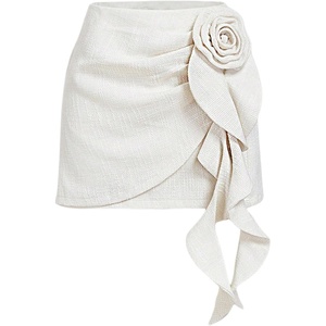 image:imageFloerns Women Elegant 3D Floral High Waisted A Line Fancy Whimsy Mini SkirtApricot 3d Flower