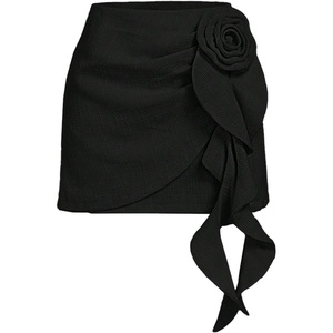 image:imageFloerns Women Elegant 3D Floral High Waisted A Line Fancy Whimsy Mini SkirtBlack