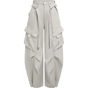 image:imageFloerns Womens Barrel Baggy Cargo Pants Wide Leg Casual Y2k Streetwear Trousers PantApricot