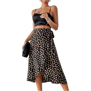 image:imageFloerns Womens Boho Wrap Tie Side High Waist Midi SkirtMulticolor