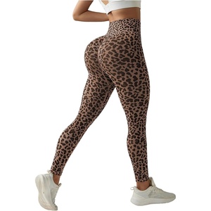image:imageFloerns Womens Cheetah Workout Leggings Leopard High Waisted Gym Athletic Yoga PantsBrown