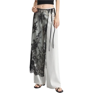 image:imageFloerns Womens Floral Lace Sheer Side Tie Midi Skirt Summer Beach Cover UpBlack