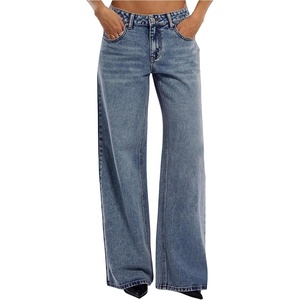 image:imageFloerns Womens Going Out Low Rise Straight Leg Jeans Loose Fit Denim PantsBlue