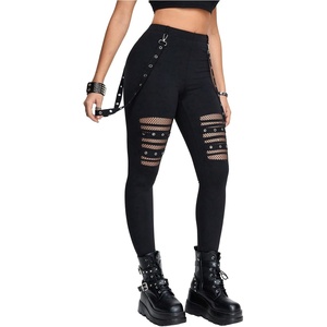 image:imageFloerns Womens Gothic Mesh Leggings Pants Skinny Punk Concert OutfitBlack