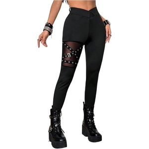 image:imageFloerns Womens Gothic Mesh Leggings Pants Skinny Punk Concert OutfitBlack Eyelet