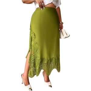 image:imageFloerns Womens Plus Size Elegant Stain Lace Skirt Going Out Long SkirtsGreen