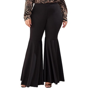 image:imageFloerns Womens Plus Size Flare Leg Palazzo Party Club Bell Bottom PantsBlack