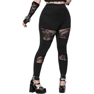 image:imageFloerns Womens Plus Size Goth Leggings Patchwork Punk High Waisted PantsMulticolor