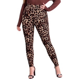 image:imageFloerns Womens Plus Size Plaid Pants Stretchy Elastic Waist Skinny LeggingLeopard